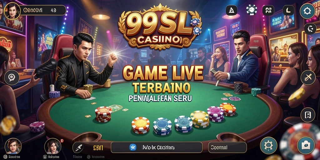 Screenshot gameplay Live Casino yang menampilkan dealer profesional dan suasana kasino.
