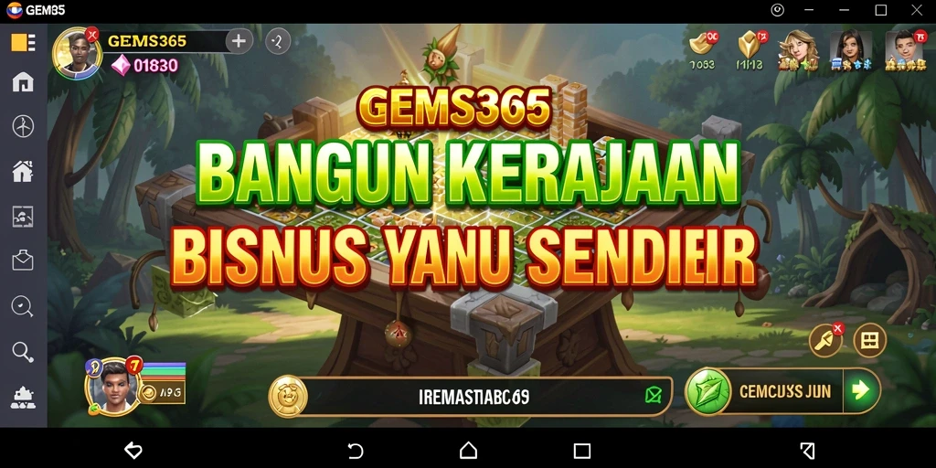 Screenshot GEMS365 menunjukkan gameplay Tycoon yang menarik dan interaktif.
