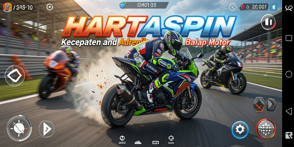 Gambaran gameplay HARTASPIN yang penuh aksi dan kecepatan tinggi.