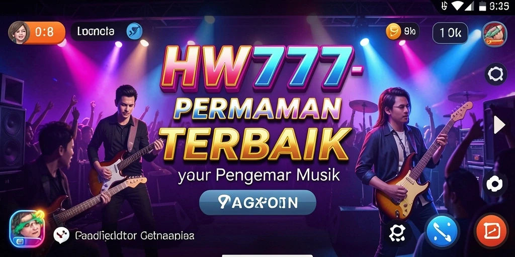 Tampilan gameplay HW777 dengan berbagai pilihan lagu musik.
