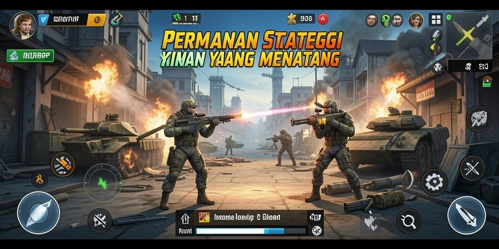 Screenshot gameplay menunjukkan pertempuran strategis dalam IDRRP.