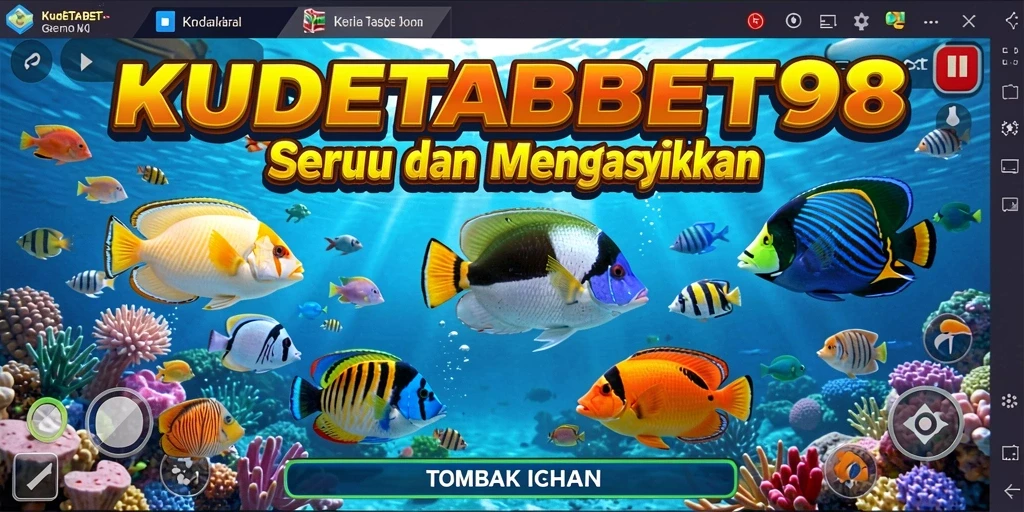 Tampilan screenshot gameplay KUDETABET98 dengan ikan-ikan berwarna-warni.