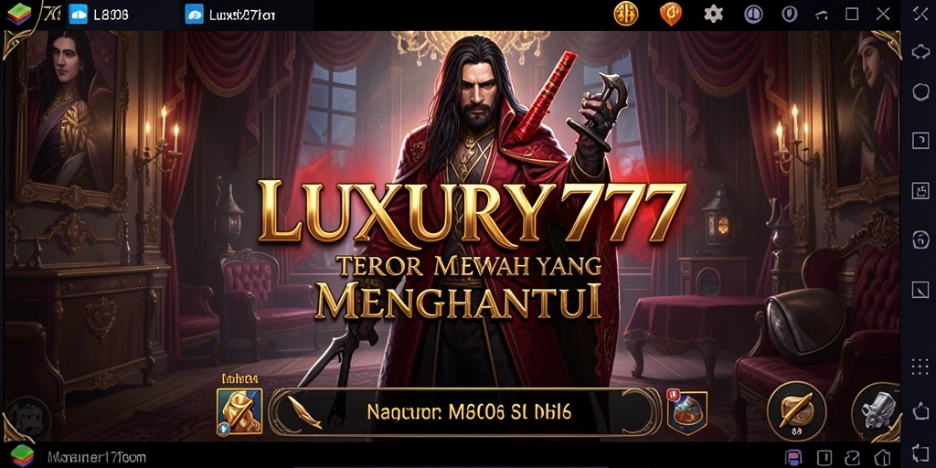 Screenshot LUXURY777 menampilkan suasana mansion menyeramkan dalam gameplay horror.