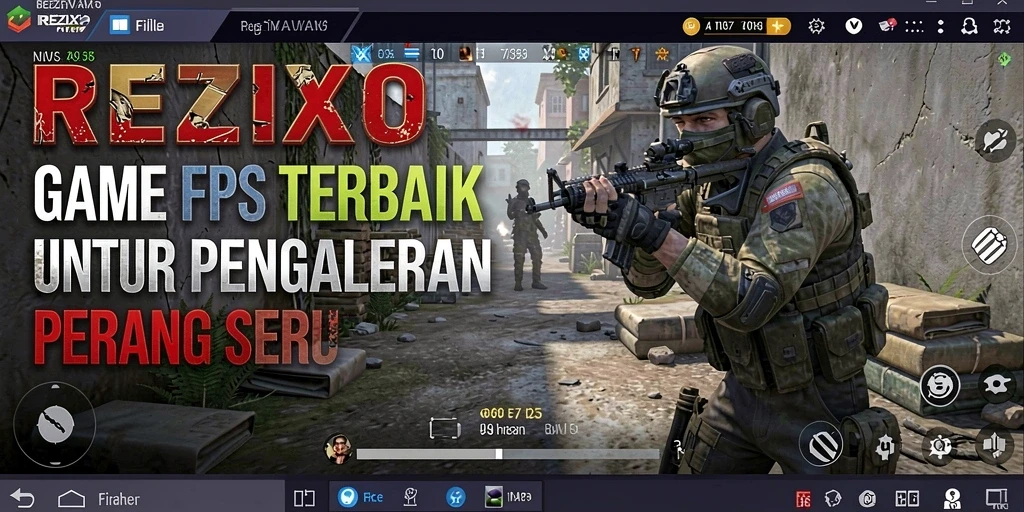 Tampilan gameplay intens di REZIXO dengan aksi tembak-menembak yang mendebarkan.