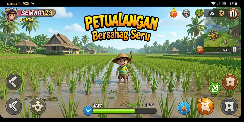 Screenshot permainan SEMAR123 menampilkan petualangan bertani yang seru.
