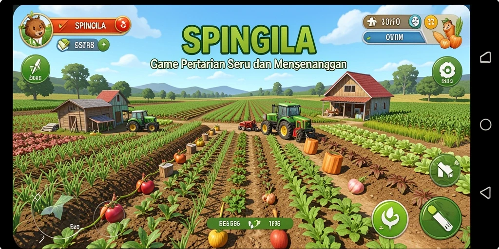 Gameplay SPINGILA yang seru dan interaktif dalam pertanian.