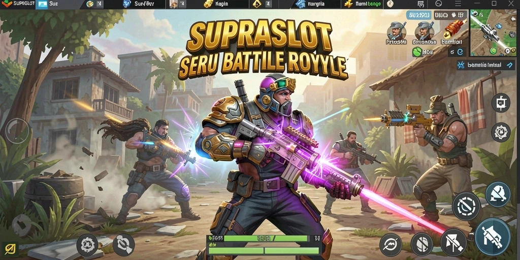 Tampilan gameplay menegangkan di SUPRASLOT saat bertempur dalam arena.