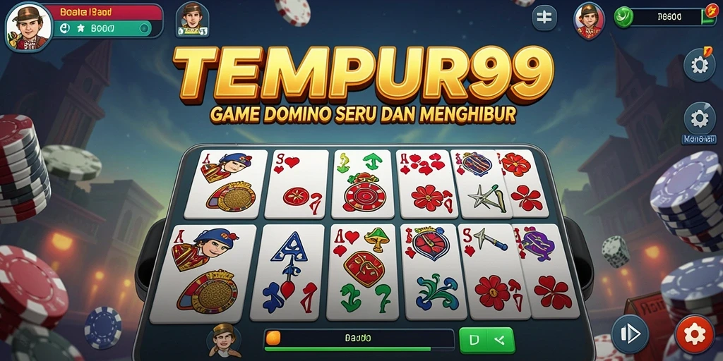 Tampilan gameplay seru dalam TEMPUR99 yang menampilkan duel domino.