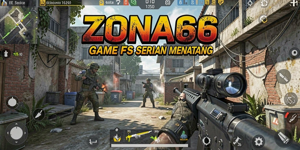 Tangkapan layar menunjukkan aksi seru dalam game FPS ZONA66.